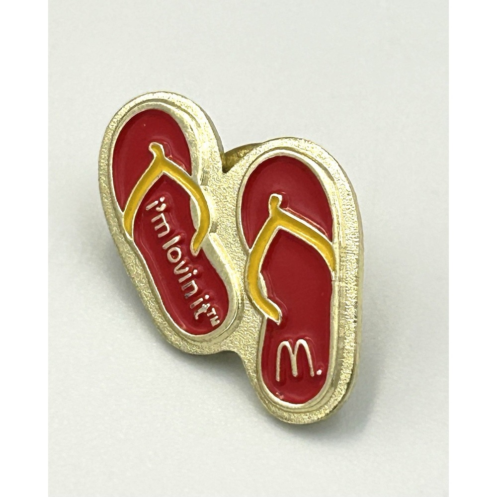 McDonald's  I'm Loving It  Red & Yellow Flip Flops Employee Lapel Hat Pin